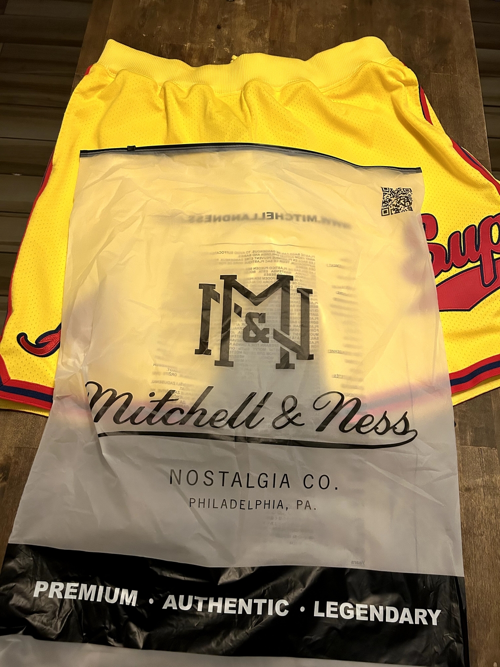 Mitchell and Ness x Supreme Atlanta Braves  Yellow Athletic Shorts with Red Trim